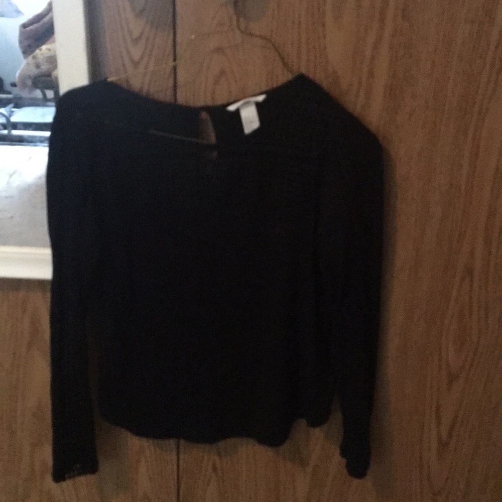 Black top by H&M with lace detail